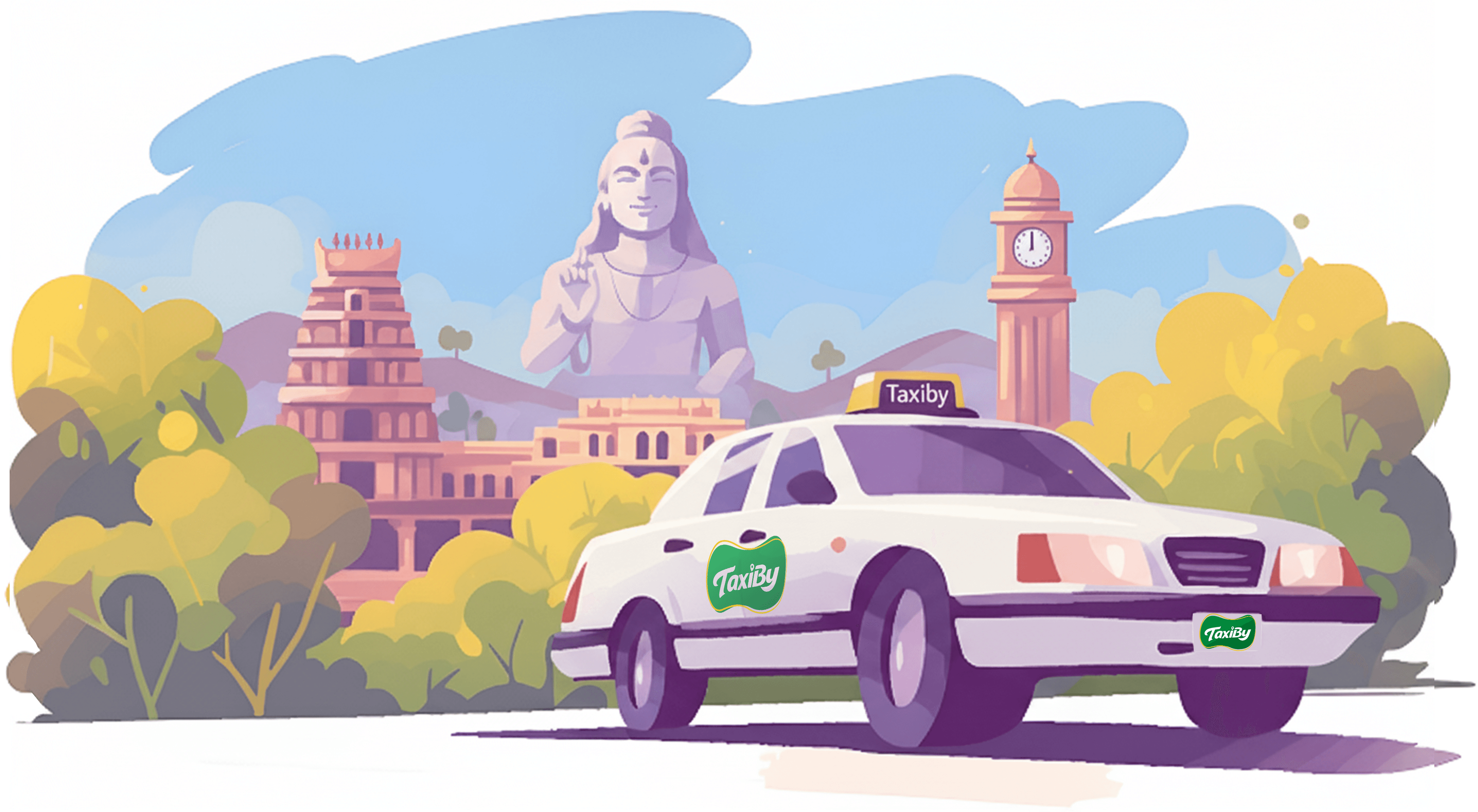 TaxiBy Hero - Coimbatore Cityscape with Taxi